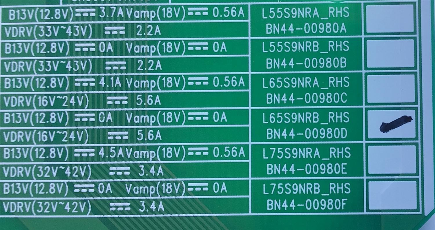 LED DRIVER PARA TV SAMSUNG / NUMERO DE PARTE BN44-00980D / L65S9NRB_RHS / BN4400980D / AM5RM750668 / DISPLAY BN9-48138A / LSF650FF11-P01 / MODELO QN65Q90RAFXZA FA02	 - Imagen 2
